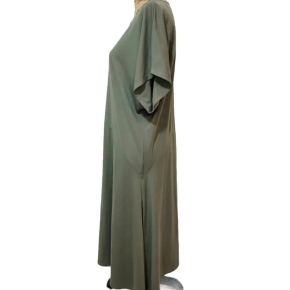 ZARA Womens Regular Oversized Army Green Shirt Dress Shark Bite Hem Size Small - Picture 2 of 16